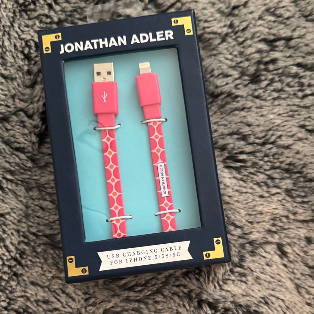 Jonathan Adler Pink Geometric USB Charging Cable for iPhone